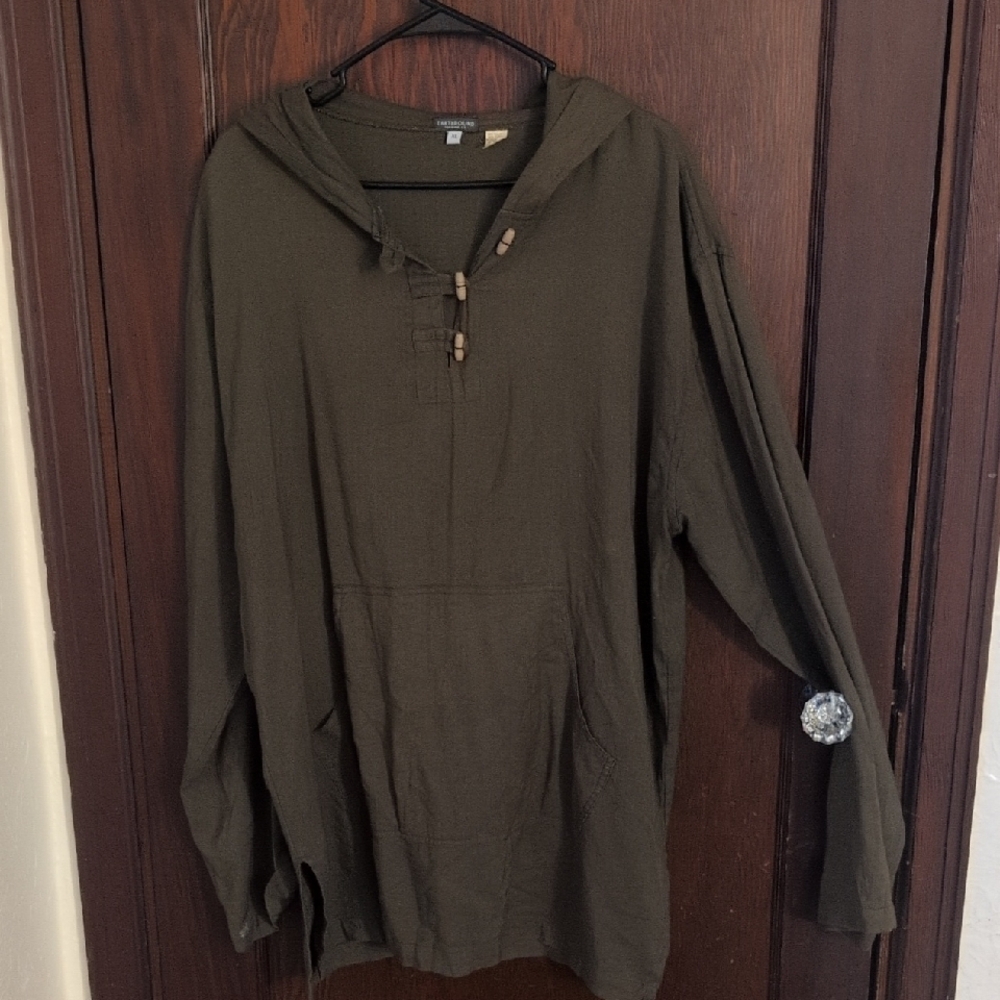 Earthbound Trading CO Brown Lagenlook Tunic Hoodie Size XL